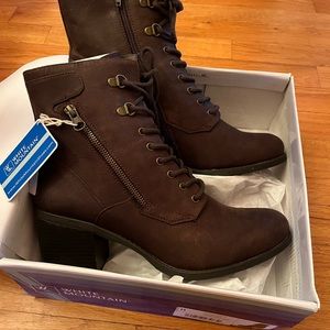 Brown combat boots